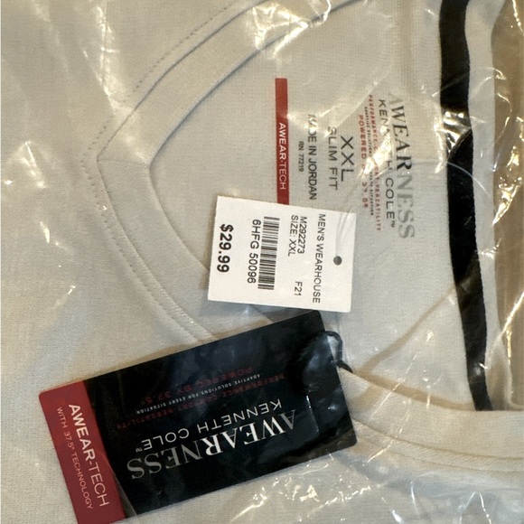 Men’s Kenneth Cole Awearness Slim Fit Short Sleeve V-Neck T-Shirt Bone XXL - Picture 6 of 7